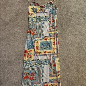 Vibrant Floral Patchwork Maxi Dress